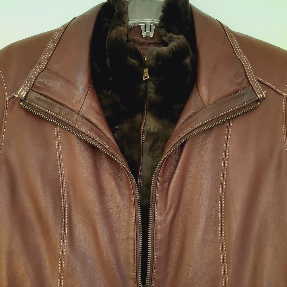 Marc New York brown soft leather removable lined insulated jacket size XL. - Picture 3 of 16